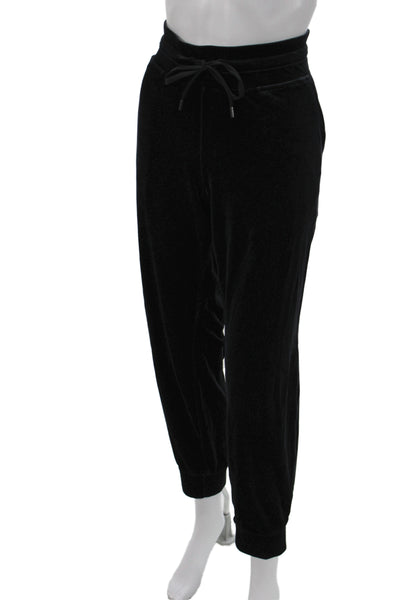 Lululemon Womens Black Velour Drawstring Jogger Pants Athleisure Size 14