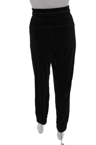 Lululemon Womens Black Velour Drawstring Jogger Pants Athleisure Size 14