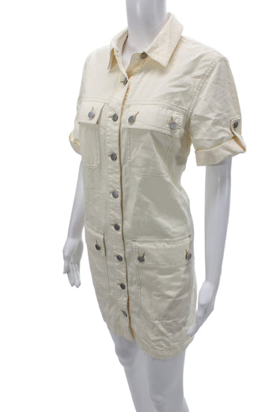 Veronica Beard Women Shirt Dress Ivory Cotton Collared Button Size 6