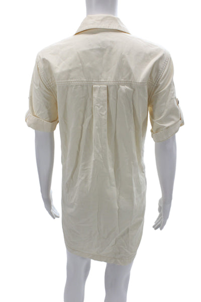 Veronica Beard Women Shirt Dress Ivory Cotton Collared Button Size 6