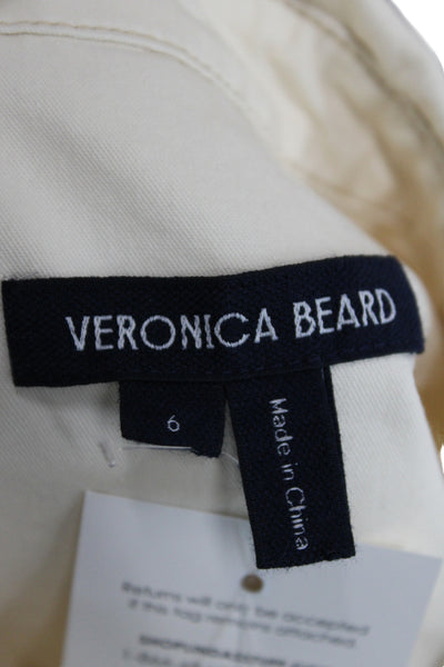 Veronica Beard Women Shirt Dress Ivory Cotton Collared Button Size 6