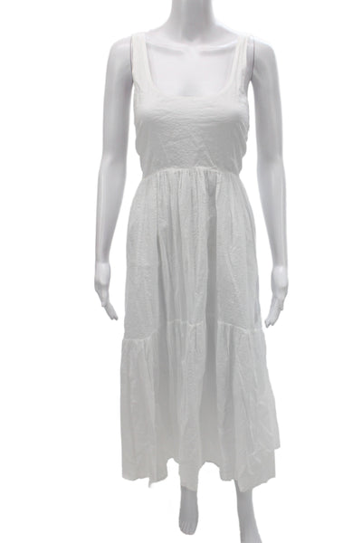 AYR Womens Maxi Dress White Scoop Neck Sleeveless 100% Cotton Size S