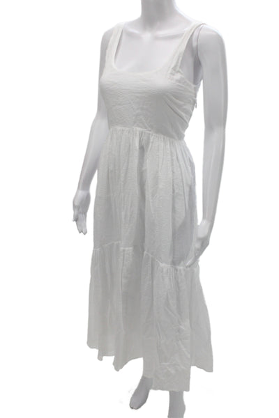 AYR Womens Maxi Dress White Scoop Neck Sleeveless 100% Cotton Size S