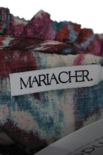 Mariacher Women Bohemian Cotton Mini Dress High Neck Longsleeve Size XS