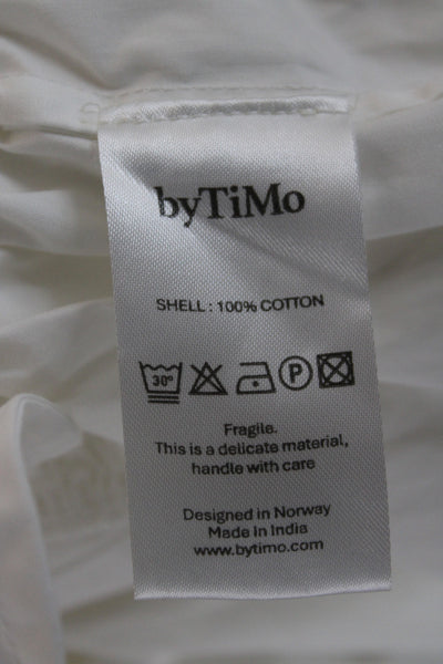 By Timo Womens Shirt Dress White Collared Short Sleeve 100% Cotton Size M