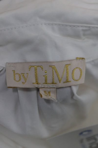 By Timo Womens Shirt Dress White Collared Short Sleeve 100% Cotton Size M