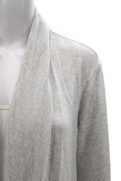 Athleta Women Cardigan Gray Cowl Neck Long Sleeve Cotton Blend Size S