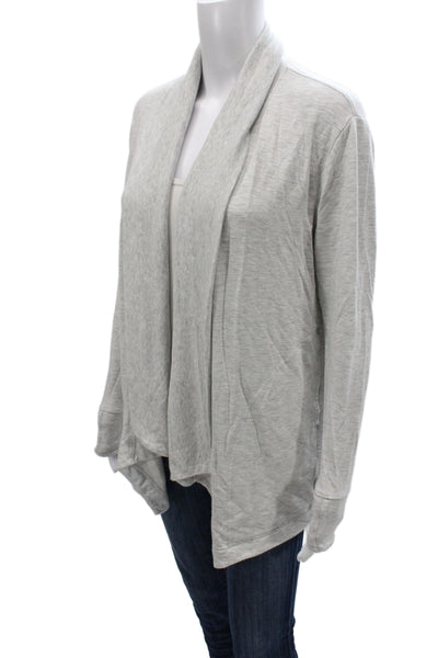 Athleta Women Cardigan Gray Cowl Neck Long Sleeve Cotton Blend Size S