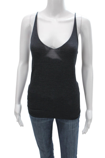 Theory Women V-Neck Silk Tank Top Black Basic Size M
