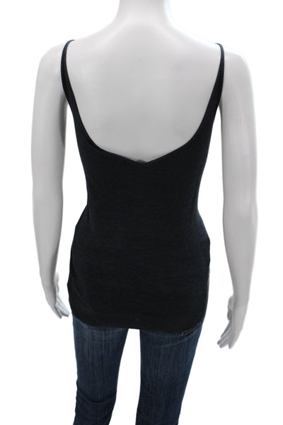 Theory Women V-Neck Silk Tank Top Black Basic Size M