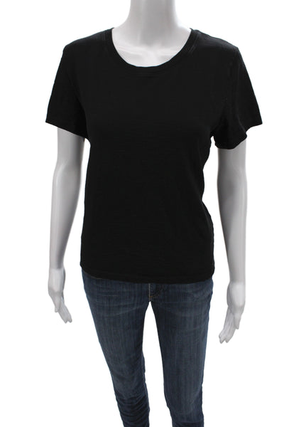 Nation LTD Womens Basic Black Scoop Neck Cotton Short Sleeve T-Shirt Size L