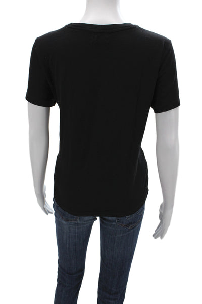 Nation LTD Womens Basic Black Scoop Neck Cotton Short Sleeve T-Shirt Size L