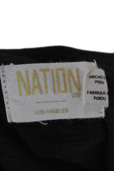 Nation LTD Womens Basic Black Scoop Neck Cotton Short Sleeve T-Shirt Size L