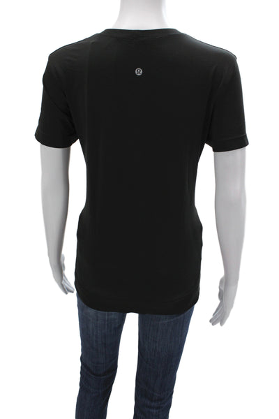 Lululemon Womens Black Basic Cotton Crew Neck Short Sleeve T-Shirt Size 8