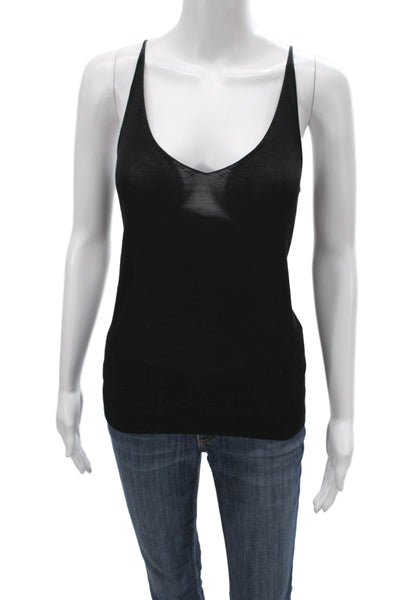 Theory Womens Silk V-Neck Camisole Black Sleeveless Solid Size M