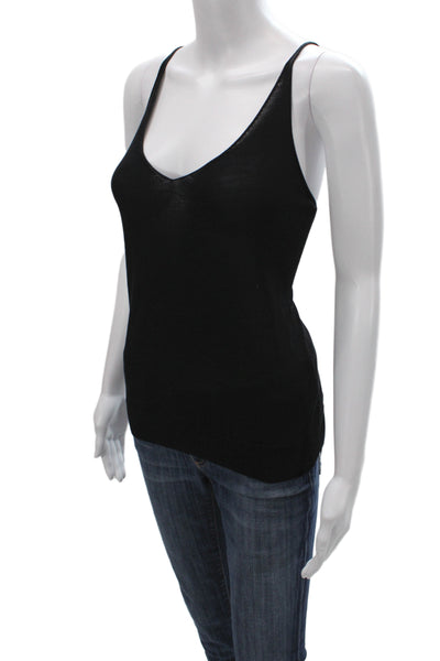 Theory Womens Silk V-Neck Camisole Black Sleeveless Solid Size M