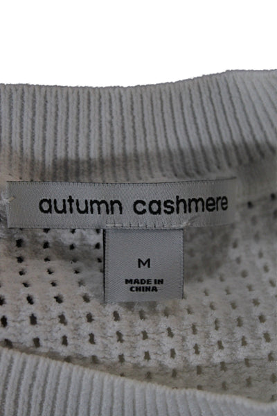 Autumn Cashmere Women Pullover Striped White Crewneck Long Sleeve Viscose Size M