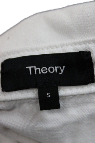 Theory Women Basic Collared Short Sleeve Cotton Button Up Top White Size S