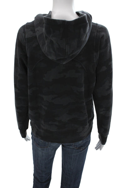 Lululemon Womens Black Camo Cowl Neck Cotton Pullover Hoodie Long Sleeve Size 6