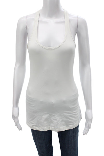 Lululemon Women Basic Tank White Scoop Neck Cotton Sleeveless Athleisure Size 8