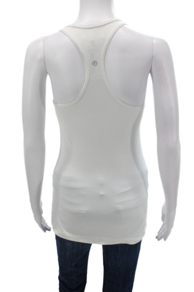 Lululemon Women Basic Tank White Scoop Neck Cotton Sleeveless Athleisure Size 8