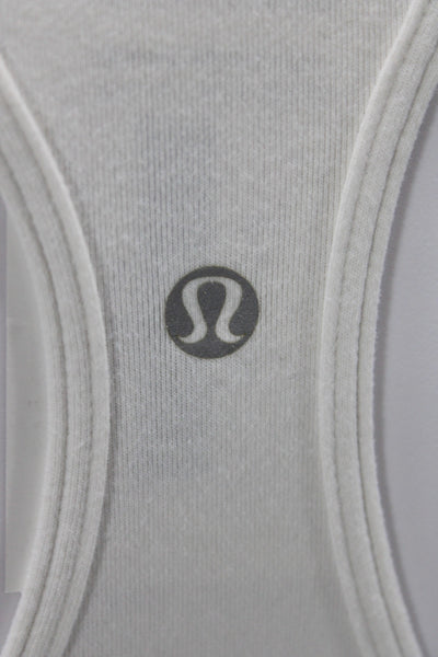Lululemon Women Basic Tank White Scoop Neck Cotton Sleeveless Athleisure Size 8