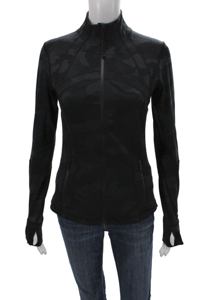 Lululemon Womens Nylon Spandex Camouflage Track Jacket Black Size 9