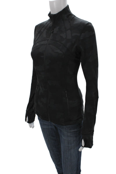 Lululemon Womens Nylon Spandex Camouflage Track Jacket Black Size 9