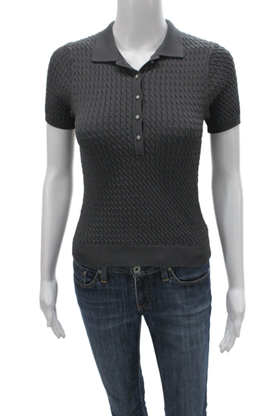 Zara Womens Collared Pullover Gray Short Sleeve Viscose Size S