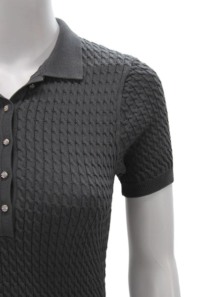 Zara Womens Collared Pullover Gray Short Sleeve Viscose Size S