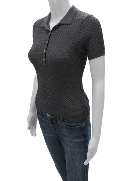 Zara Womens Collared Pullover Gray Short Sleeve Viscose Size S
