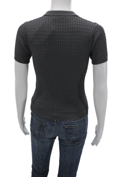 Zara Womens Collared Pullover Gray Short Sleeve Viscose Size S