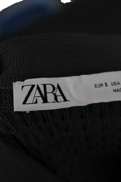 Zara Womens Collared Pullover Gray Short Sleeve Viscose Size S