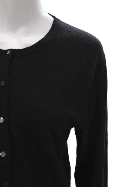 J Crew Women Black Cashmere Cardigan Round Neck Long Sleeve Size S
