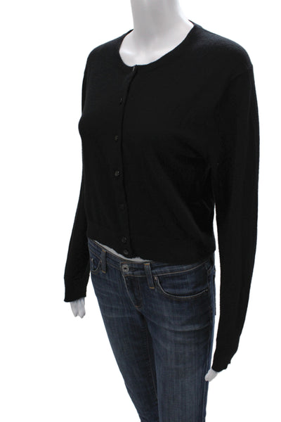 J Crew Women Black Cashmere Cardigan Round Neck Long Sleeve Size S