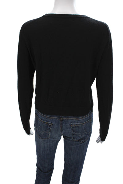 J Crew Women Black Cashmere Cardigan Round Neck Long Sleeve Size S
