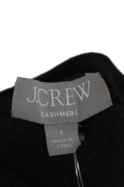 J Crew Women Black Cashmere Cardigan Round Neck Long Sleeve Size S