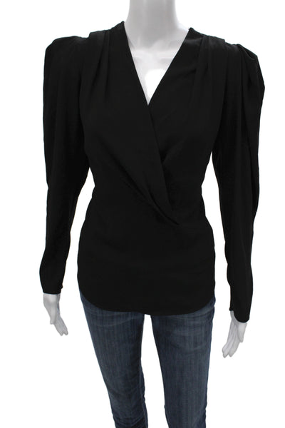 IRO Womens Black V-Neck Long Sleeve Basic Blouse Size 36