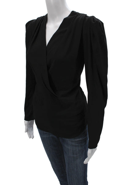 IRO Womens Black V-Neck Long Sleeve Basic Blouse Size 36