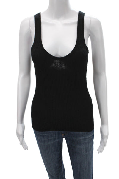 J Crew Womens 100% Cashmere Black Scoop Neck Sleeveless Pullover Sweater Size M