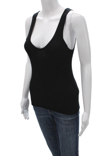 J Crew Womens 100% Cashmere Black Scoop Neck Sleeveless Pullover Sweater Size M