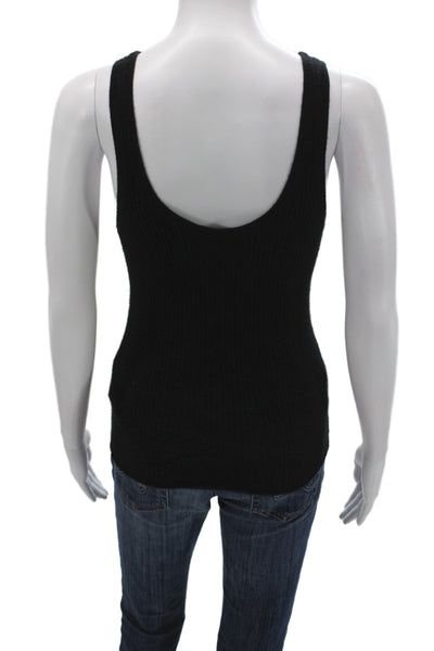 J Crew Womens 100% Cashmere Black Scoop Neck Sleeveless Pullover Sweater Size M