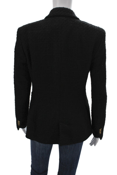 Zara Womens Tweed Gold Button Detail Blazer Black Size M