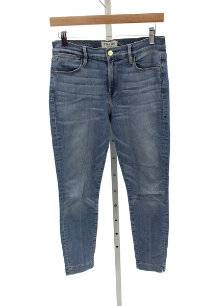 Frame Womens Ankle Jeans Mid Rise Button Fly Blue Cotton Size 28
