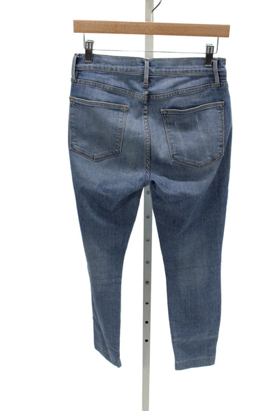 Frame Womens Ankle Jeans Mid Rise Button Fly Blue Cotton Size 28