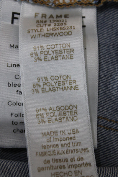 Frame Womens Ankle Jeans Mid Rise Button Fly Blue Cotton Size 28