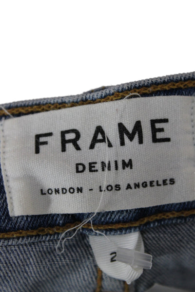Frame Womens Ankle Jeans Mid Rise Button Fly Blue Cotton Size 28