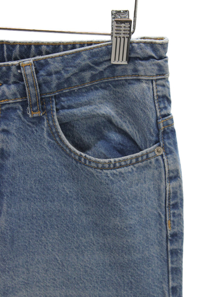 Zara Women Blue Straight Jeans Mid Rise Button Fly Size 8