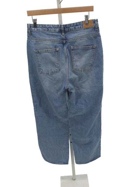 Zara Women Blue Straight Jeans Mid Rise Button Fly Size 8