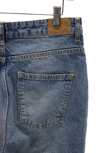 Zara Women Blue Straight Jeans Mid Rise Button Fly Size 8